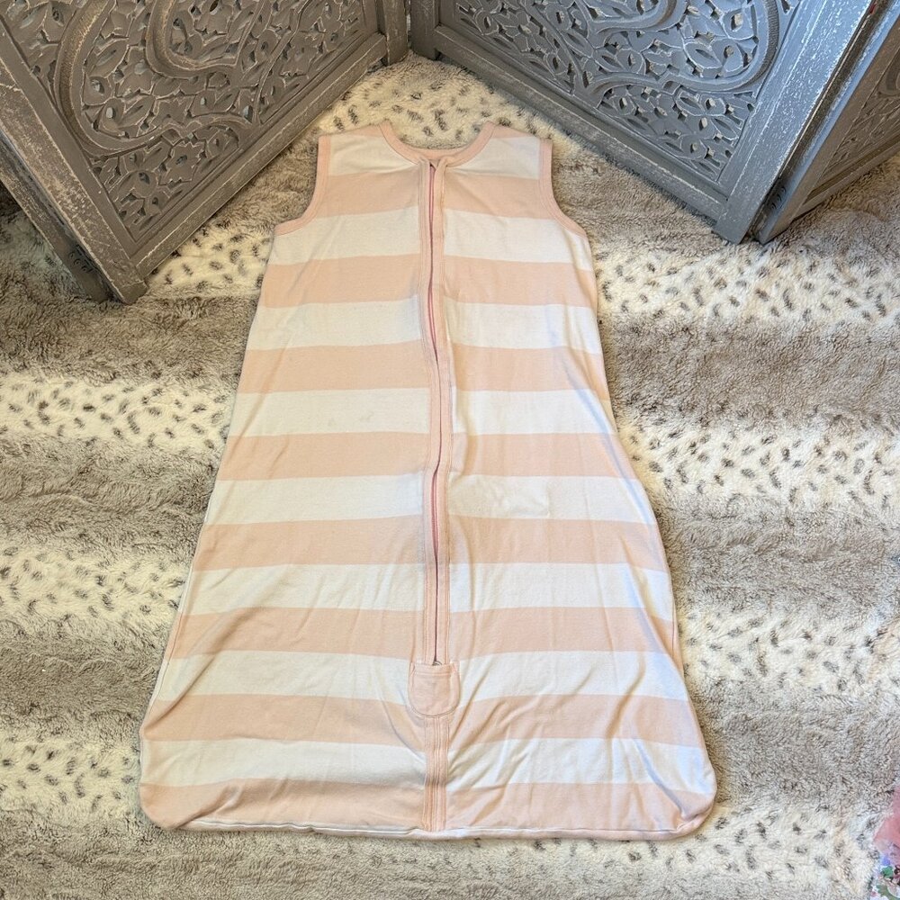 Burt's Bees Baby Beekeeper pink white striped sleepsack girls 18-24 months